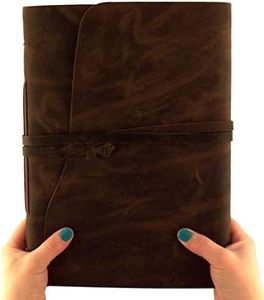 Large Rustic Genuine Leather Photo Album - Scrapbook Style Pages, Gift Box Included - Holds 200 4x6 or 5x7 Photos