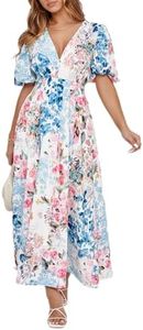 Maxigerui Women's Summer Floral Maxi Dress Spring Wedding Guest Dress 2026 Pink Blue Multi Floral 2XL
