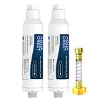 AQUA CREST RV Inline Water Filter with Hose Protector, Reduces Lead, Fluoride, Chlorine, Bad Taste&Odor, Dedicated for RVs and Marines, 2 Pack Drinking & Washing Filter with 1 Flexible Hose Protector