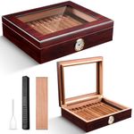 CIGARLOONG Cigar Humidor Spanish Cedar Desktop Box with Humidifier and Hygrometer Hold up to 25 Cigars(Color:Dark Red)