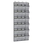 Over The Door Shoe Organizer,With 24 Large Mesh Pockets, Hanging Storage Shoe Racks, suitable for bathrooms, wardrobes, kitchens, bedrooms and other places (gray)