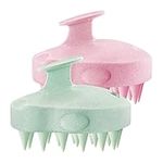 HEETA Scalp Massager 2 Pack for Hair Growth, Soft Silicone Bristles to Remove Dandruff and Relieve Itching, Scalp Scrubber for Hair Care Relax Scalp, Shampoo Brush for Wet Dry Hair, Pink & Green