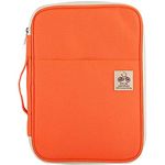 JAKAGO A4 Document Case,Conference Folder with Zip and Handle,Notepad Carrying Case with Various Pockets Suitable for Books/Notebooks/Papers/Pens/Ipad/Files(Orange)