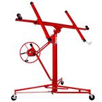 Heavy Duty Drywall Lift 11FT Panel Hoist Jack Lifter, 4" Caster Wheels Rolling,70kg Lifting Capacity, Adjustable Telescopic Arm,Lockable Red