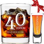 40th Birthday Gifts For Him - 1984 Whiskey & Shot Glass Funny Bday Present Ideas for 40 Year Old Men, Boyfriend, Husband, Son, Anniversary, From Girl Friend, Mom, Dad, Brother, Sister Decorations