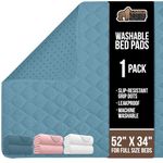 GORILLA GRIP Washable Bed Pads for Incontinence, Leak Proof Slip Resistant Pee Pad Protector, 52x34 Absorbs 8 Cups, Soft Mattress Protection Chux for Enuresis Bedwetting, Adults Elderly Kids, Sky Blue