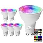 FTL GU10 LED Bulbs Color Changing Light Bulbs with Remote Control, 5W 40W Equivalent RGB Colored Light Bulbs Dimmable 2700K-6000K, 30 Colors, Timer, Spotlight for Track Lighting, 6-Pack