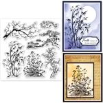 GLOBLELAND Plant Bamboo Pine Clear Stamps Plant Bamboo Pine Decorative Clear Stamps Silicone Stamps for Card Making and Photo Album Decor Decoration and DIY Scrapbooking