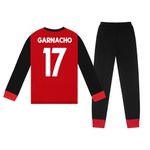 Manchester United FC Boys Garnacho 17 Long Pyjamas Red 7-8 Years