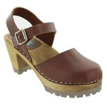 MIA Women's Abba Clog-Inspired Sandal, Brown Leather, 8