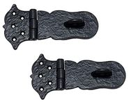 Adonai Hardware"Paran" Antique Cast Iron Hasp & Staple (6 Inch x 2 Pack, Black Powder Coated)