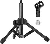 BILIONE Microphone Stand Desk, Portable Foldable Tripod with Mic Clip Holder Adjustable Desktop Microphone Stand for Dynamic Microphone Like Shure SM58 PGA48 Samson Q2U Blue Yeti Snowball etc.