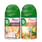 Air Wick 250 ml (Pack of 2) - Vanilla & Muskmelon (Summer Delights) and Lemon & Orange Blossom, Freshmatic Automatic Air Freshener Refill | 2600 Sprays Guaranteed | Automatic Room Freshener and Spray