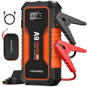 Jump Starter 4000A, VACASSO A9 Battery Jumper Starter Portable (7L Gas/4L Diesel), 12V Car Battery Booster Jump Starters Pack, Jumpstart with USB Ports, Jumper Cables, LED Light, Storage Case