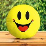 BMRGIFTS Velvet Soft Plush Smiley Cushion Emoji Pillow Gift for Friends, Boyfriend, Girlfriend, BFF Gifts, 30 X 30 Cm - Set of 1, Yellow Design5