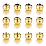 ALEXCRAFT 150 PCS Gold Glass Hair Beads for Jewelry Making Stainless Steel Metal Beads for Bracelets（6mm）