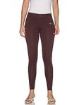 TWIN BIRDS Tailored Cut & Classic Fit Super Stretchable Burgundy Coloured Cotton Elasthane Fabric Ankle Length Leggings for Women - (S)