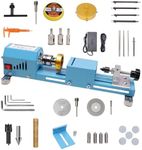 BACHIN Mini Lathe Wood Lathe Machine Multi-Purpose Type Lathe with Wood Lathe Milling Accessories, for Wood Polishing, Grinding, Cutting and Milling ，2.76 in x 6.3 in, 24VDC 96W，7 Speeds