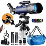 MAXLAPTER Telescopes for Astronomy, 16X-201X High Magnification Telescopes for Astronomy Beginners,70mm Aperture 400mm AZ Telescopes with FMC Optics for Kids Adults with Backpack,Phone Adapter,Tripod