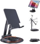 BHHB Tablet Stand, Tablet Holder Adjustable, Tablet Stand with 360 Degree Rotating Base for iPad/iPad Pro/Air/Mini, iPhone, Huawei, Galaxy, Kindle/Smartphones and More 4.7-15.6 Inch Devices (Black)