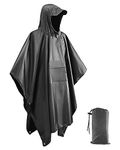 MOXTOYU Waterproof Poncho Adult Big Size Lightweight Reusability Waterproof Ponchos for Men and Women Suitable for Outdoor Hiking Camping Cycling Traveling Waterproof Raincoat Grey