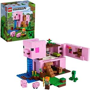 LEGO 21170 Minecraft La Casa-Cerdo, Juguete de Construcción de Animal con Accesorios, Regalos para Niños y Niñas de 8 Años o Más para Fiestas de Cumpleaños, Figuras de Alex y Creeper