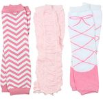 juDanzy 3 Pairs of Girls Baby Leg Warmers for Newborn, Infant, Toddler, Child, Chevron, Rouched, Ballet, One Size (10 pounds to 10+ years)