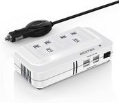 BESTEK 200W Power Inverter DC 12V to AC 230V 240V Dual Socket Car Voltage Converter Transformer with 4 USB Car Charger