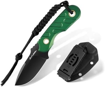 FLISSA Fixed Blade Knife, 7 Inch Full Tang Hunting Knife with Kydex Sheath and Emergency Rope, Tactical Knife for Survival, Camping, Hiking(Green)