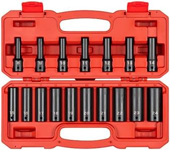 TEKTON 1/2 Inch Drive Deep 12-Point Impact Socket Set, 17-Piece (8-24 mm) | SID92339