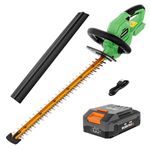 WORKPROX 20V Cordless Hedge Trimmer, 510mm Long Reach Battery Hedge Trimmer with Multi-directional Safety Lock, Lightweight Hedge Cutter with 2000mAh Battery, Ideal for Gardening