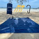 GooD ELEMENT, Compact picnic blanket 200x140, Beach mat sand free waterproof, Sunbathing mat, UV protected sun shade, Beach sheet, Beach blanket sandproof extra large, Beach mats, Blue picnic blanket