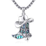 YAFEINI Boot Hat Necklace Sterling Silver Cowgirl Cowboy Boot Necklace Western Jewelry Gifts For Women Men