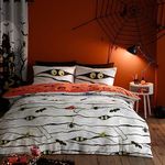 Bedlam - Scary Mummy Duvet Cover - Double Bedding Size (200 x 200cm) - Reversible (2 Designs) - Glow in the Dark Duvet Cover - Spooky Mummies & Vampire Bats Duvet Cover - Halloween Decorations