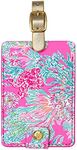 Lilly Pulitzer Leatherette Luggage Tag with Secure Strap, Colorful Suitcase Identifier for Travel, Seaing Things