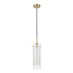 Globe Electric 65698 Sydney 1-Light Pendant Lighting, Matte Brass, Clear Glass Outer Shade, Frosted Glass Insert