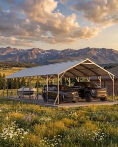 GarveeLife 20'x40'x12' Metal Carport for Multiple Vehicles, Heavy Duty Car Ports, Vertical Roof Design, All-Weather Use, for Full-Size Pickup Trucks, Boats, and Tractors