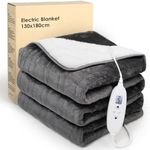 Electric Heated Blanket Throw,Electric Throw with 4 Heat Settings & 4 Hours Auto-Off Timer, LCD Display,Grey Heating Blanket Flannel Sherpa for Sofa and Bed,180 * 130CM