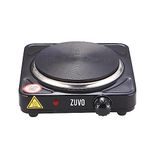 1500W Single Hot Plate - Black Ring Stove Hob - Portable & with Adjustable Thermostat - Cast Iron Heating Plate - Best for Cooking - Zuvo