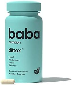 Baba Nutrition Complément alimentaire Détox | Complexe de 4 plantes certifiées bio hautement dosées pour purifier l'organisme | Paprika, Radis Noir, Ananas, Fenouil | 60 gélules