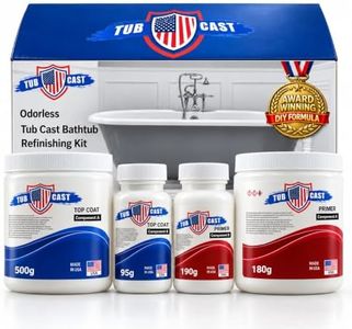Tub Cast Roll On Bathtub Refinishing Kit by Ekopel – Primer + Top Coat Included – DIY Tub & Tile Reglazing Kit – Bright White Gloss Finish – Longest Lasting PRO/DIY Reglazing Bathtub Paint - Odorless Low VOC Tub Paint Kit – Made in USA (2 Pack Bathtub W/Surround)