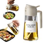 TrendPlain 16oz Oil Dispenser Bottle for Kitchen - 2 in 1 Olive Oil Dispenser and Oil Sprayer - 470ml Olive Oil Bottle - Oil Sprayer for Cooking, Kitchen, Salad, Barbecue White w/Stickers