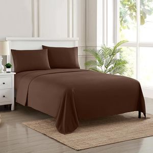 Twin XL Sheets - Breathable Luxury Sheets with Full Elastic & Secure Corner Straps Built in - 1800 Supreme Collection Extra Soft Deep Pocket Bedding Set, Sheet Set, Twin XL, Brown