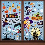 HiloPack Halloween Window Clings Halloween Decorations - 9 Sheets Halloween Window Stickers - Cute Halloween Window Decal Double-Sided Removable Window Decor for Kids Party Supplies (Glass)