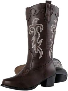 Canyon Trails Cowboy Boots - Traditional Style Cowgirl Comfortable Western Boots for Women & Teen Girls - Brown, 8