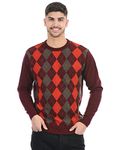 London Fog Men Acrylic Blend Round Neck Sweater (LFMSW233AW220512FS_Cabernet Wine