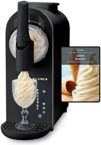 KLAMER Softeismaschine, Eismaschine & Slush Maschine mit 7 Programmen: Softeis, Slushie, Frappé uvm, 1,5L Fassungsvolumen Automatische Reinigung, kein Eis erforderlich, mit digitalem Rezeptbuch