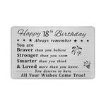 DEGASKEN Happy 18th Birthday Card, 18 Year Old Birthday Gifts for Boys Girls Teens, Permanent Engraved Steel Wallet Card