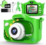 Kids Camera for Boys Dinosaur Toys Age 3-8 with 48MP 1080P HD Video Camera Kids Digital Camera Toys for Kids Toddler Christmas Birthday Gifts with Dinosaur Protective Cover (Green)