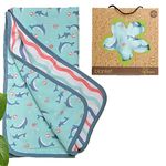 Kaarpas 3 Layered Quilt Blanket Baby Girls & Boys Upto 5 Years, Soft Dreamy 100% Organic Cotton Lightweight Newborn Nursery & Crib Blanket, Baby Shower Gift Comfortable Dolphin Print 120x120 CM